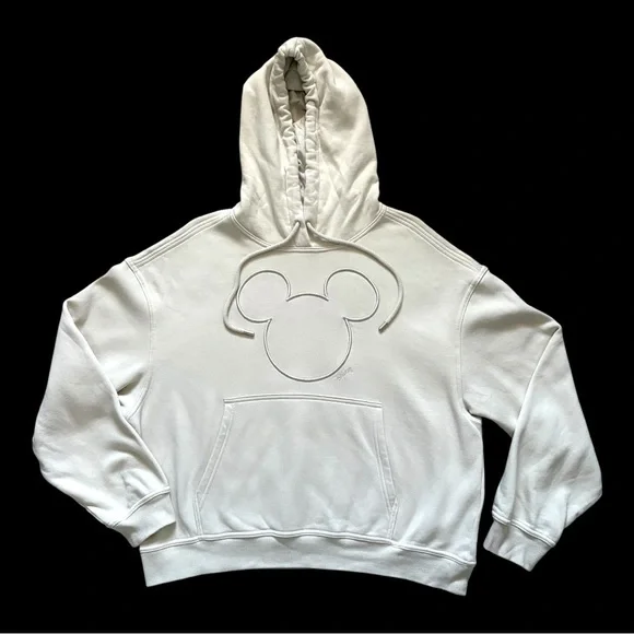 Disney Mickey Mouse H&M Cream Embroider Drawstring Hoodie With Pocket Size Large - Picture 11 of 11